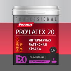 PARADE PRO'LATEX Е20 Краска латексная полуматовая для интерьера, база А, 0,9 л