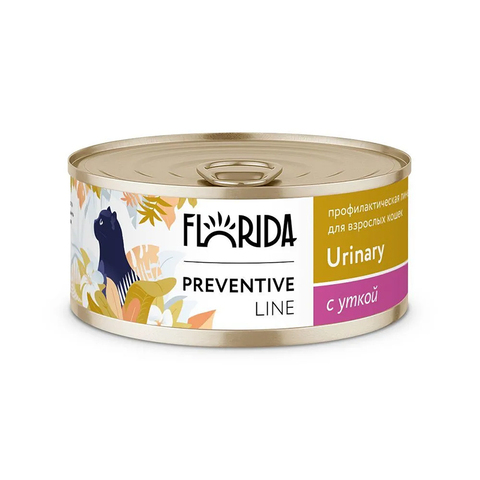 Влажный корм Florida Urinary, для кошек при профилактике МКБ, с уткой, 100 г