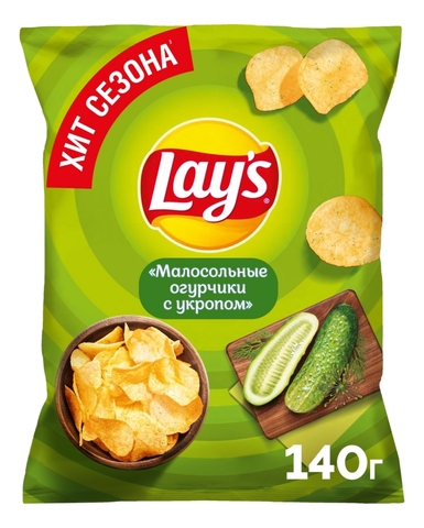 Чипсы LAY`S Малосольные огурчики с укропом 140 г м/у РОССИЯ