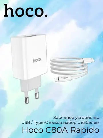 Зарядное устройство C80A Rapido USB / Type-C с кабелем