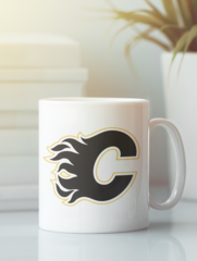 Кружка с рисунком НХЛ Калгари Флэймз (NHL Calgary Flames) белая 005