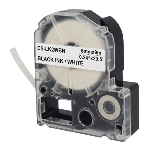 Картридж ленточный Cactus CS-LK2WBN черный для Epson LW300, LW400, LW700, LW600P, LW1000P, K400, Z700, Z900