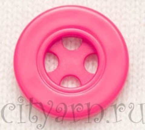 Пуговица круглая с декоративными отверстиями, малая, ярко-розовая