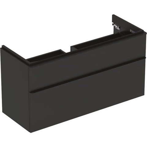 Шкафчик для раковины Geberit Smyle Square, с двумя выдвижными ящиками: B=118.4см, H=61.7см, T=47см, Темно-серый / Матовое покрытие