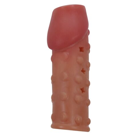Телесная открытая насадка на пенис с бугорками - 19,8 см. - Baile Pretty Love BI-026274