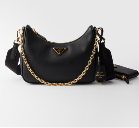 Кожаная сумка через плечо Prada Re-edition 2005 черный