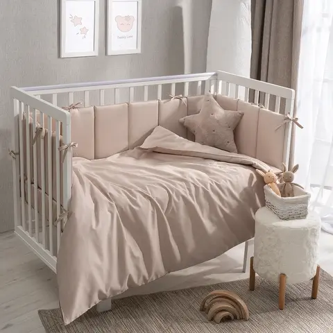 Комплект белья для классической кроватки Teddy Sateen 6 предметов цвет песочный