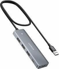 USB-хаб UGREEN CM219 (15920) 3*USB-A 3.0+ 1* USB-C 3.0 HUB USB-C Power Port черный/Silver