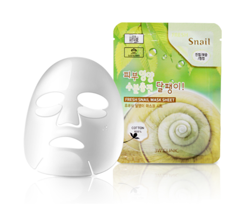 3W Clinic Fresh Snail Mucus Mask Sheet тканевая маска для лица с экстрактом улиточного муцина