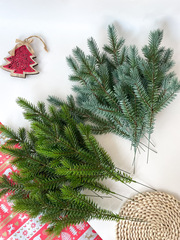 Еловые ветки искусственные, еловые лапки, 9 лапок на ветке, Зеленая, декор зимний, новогодний, 35 см, набор 20 веток