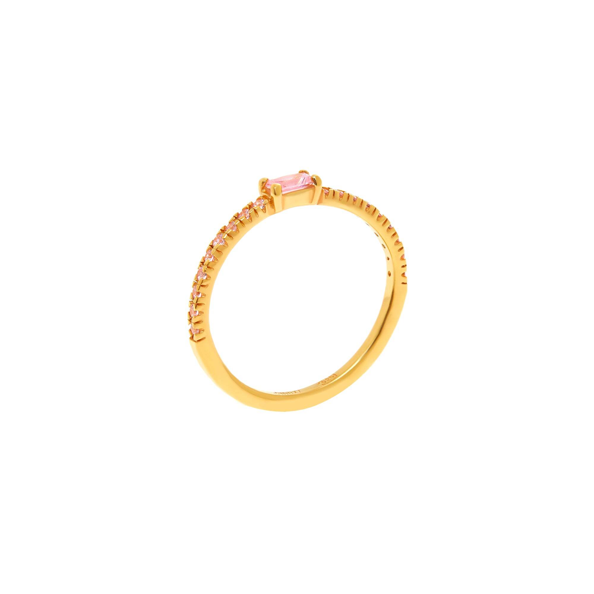 Кольцо Gold Thin Baguette Ring – Pink