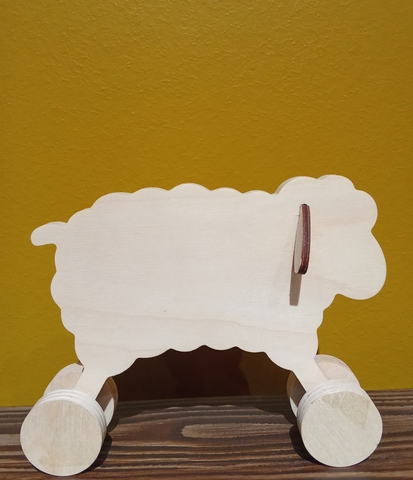 овечка, игрушка на колесиках (15*12,5см)