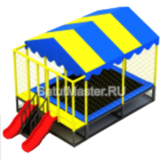 Батутная арена "Восторженный ребенок" с двумя горками и крышей 4,5x4x3 м