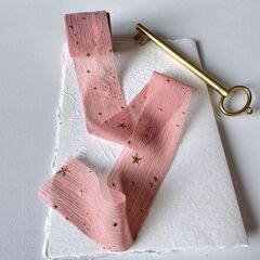 Лента шифон со звездами (4,0см*5м), Античная роза