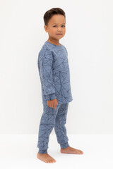 пижама  для мальчика  К 1581/серо-голубой,линии