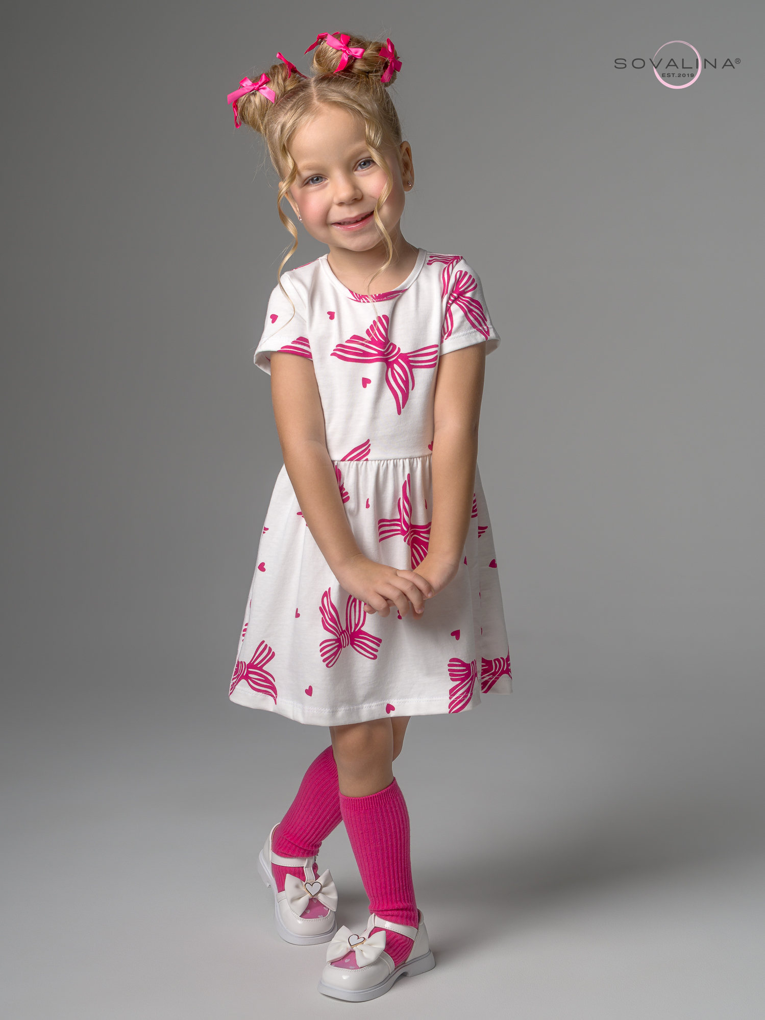 Платье Лето алые бантики