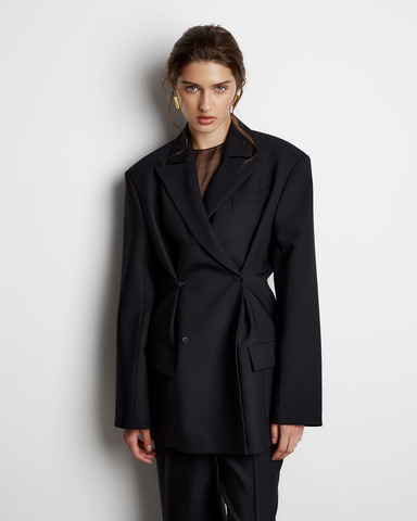 Жакет с дополнительными петлями из шерсти черный