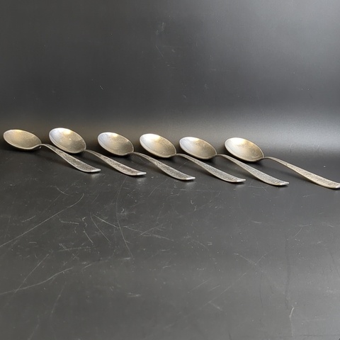 Набор 6 столовых ложек "Хмель", мНЦ (медь-никель-цинк), Завод «Проминь», СССР, 1960-1990 гг.