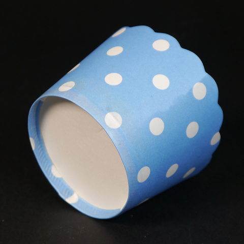 Бумажные стаканчики для кексов Голубые в горох 50*45 мм, 50 шт