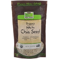 Now Foods, Real Food, органические белые семена чиа, 454 г (1 фунт)