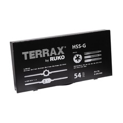 Набор метчиков и плашек M3-M20 54пр HSS-G Terrax by Ruko A245040