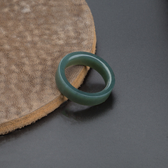 Кольцо прямое. Нефрит темная морская волна