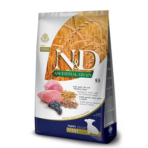 Farmina N&D ANCESTRAL GRAIN 2,5 кг ЯГНЁНОК ЧЕРНИКА для щенков мелких пород Фармина