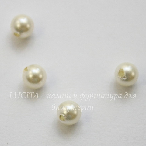 5818 Хрустальный жемчуг Сваровски Crystal Cream круглый с несквозным отверстием 4 мм, 4 штуки