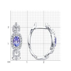 6024404-3 - Серьги из белого золота 585 пробы с бриллиантами и танзанитами