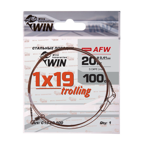 Поводок WIN 1x19 trolling (AFW) 20кг 100см (1шт/уп) C19-20-100