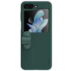 Чехол зеленого цвета (Exuberant Green) с мягким силиконовым покрытием от Nillkin для Samsung Galaxy Z Flip 5, серия Flex Flip