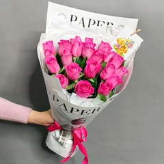 Букет из 21 розовый розы (Кения 40 см)