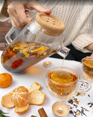 Чайник заварочный стеклянный с фильтром и пробковой крышкой, 1,8 литра