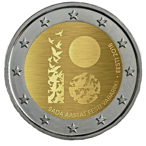 2 евро 2018 Эстония - "100 лет Эстонской Республике".