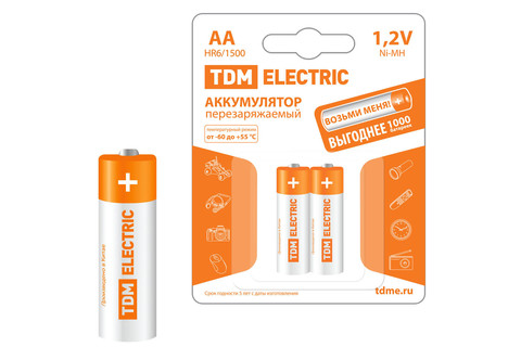 Аккумулятор AA-1500 mAh Ni-MH BP-2 TDM