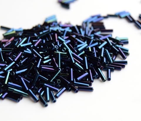 Стеклярус 6мм Миюки, 0452 Metallic Dark Blue Iris