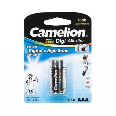 Батарейка, CAMELION, LR03-BP2DG, Digi Alkaline, AAA, 1.5V, 1250mAh, 2 шт., Блистер