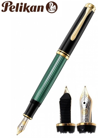 Ручка перьевая Pelikan Souverän® M600, Black & Green GT. EF (980003)