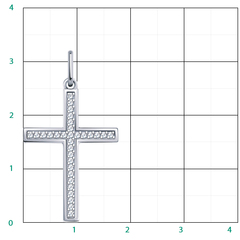 б3287  - Крест минималистичекий из белого золота с фианитами