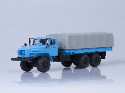 Ural-4320-0911 board with awning long wheelbase 4555 mm blue 1:43 AutoHistory