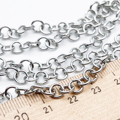 Цепочка, цвет серебро (родий), размер звена около 6 мм, цена за отрезок 50 см