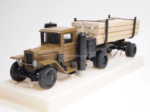 UralZIS-352 Timber trailer with wood beams khaki LOMO-AVM 1:43