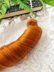 Волосы для кукол, трессы кудри-локоны, цвет Рыжие, 15 см*1 метр., набор 2 шт.