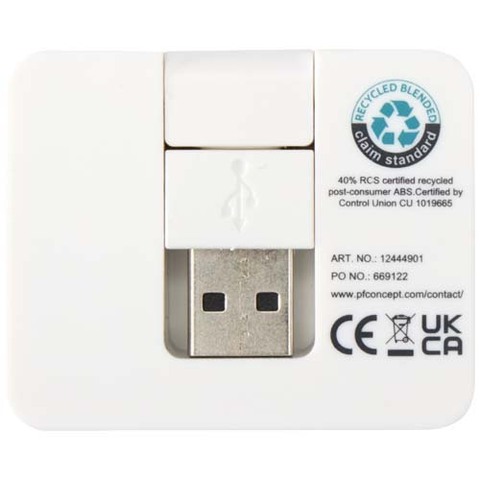Gaia 4-портовый USB-концентратор с выходом USB-A и Type-C и двойным входом — изготовлен из переработанного пластика