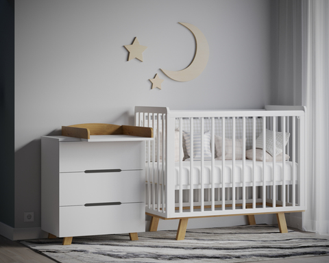 Кроватка для новорождённых Incanto ANNIKEN на ножках (в т.ч. приставная) цвет белый/бук