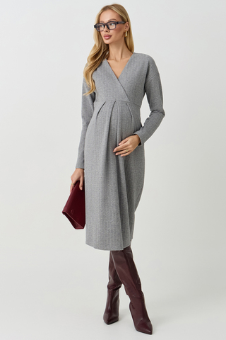 Платье для беременных и кормящих 19234 серый меланж