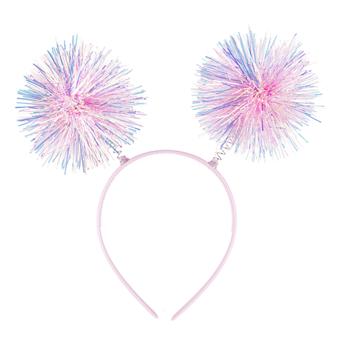 Ободок, Пушистые шарики, Розовый, Хамелеон, 1 шт.