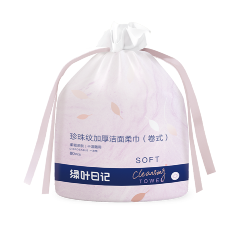 (2 PV) Green Leaf Утолщенное очищающее полотенце с жемчужным узором (рулонного типа)