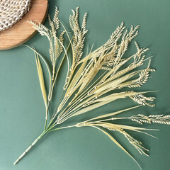 №2 Колосья пшеницы, искусственная зелень, цвет натуральный, букет 43 см, набор 3 букета.