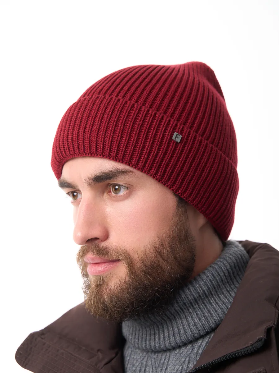 Шапка зимняя на флисе вязаная осень